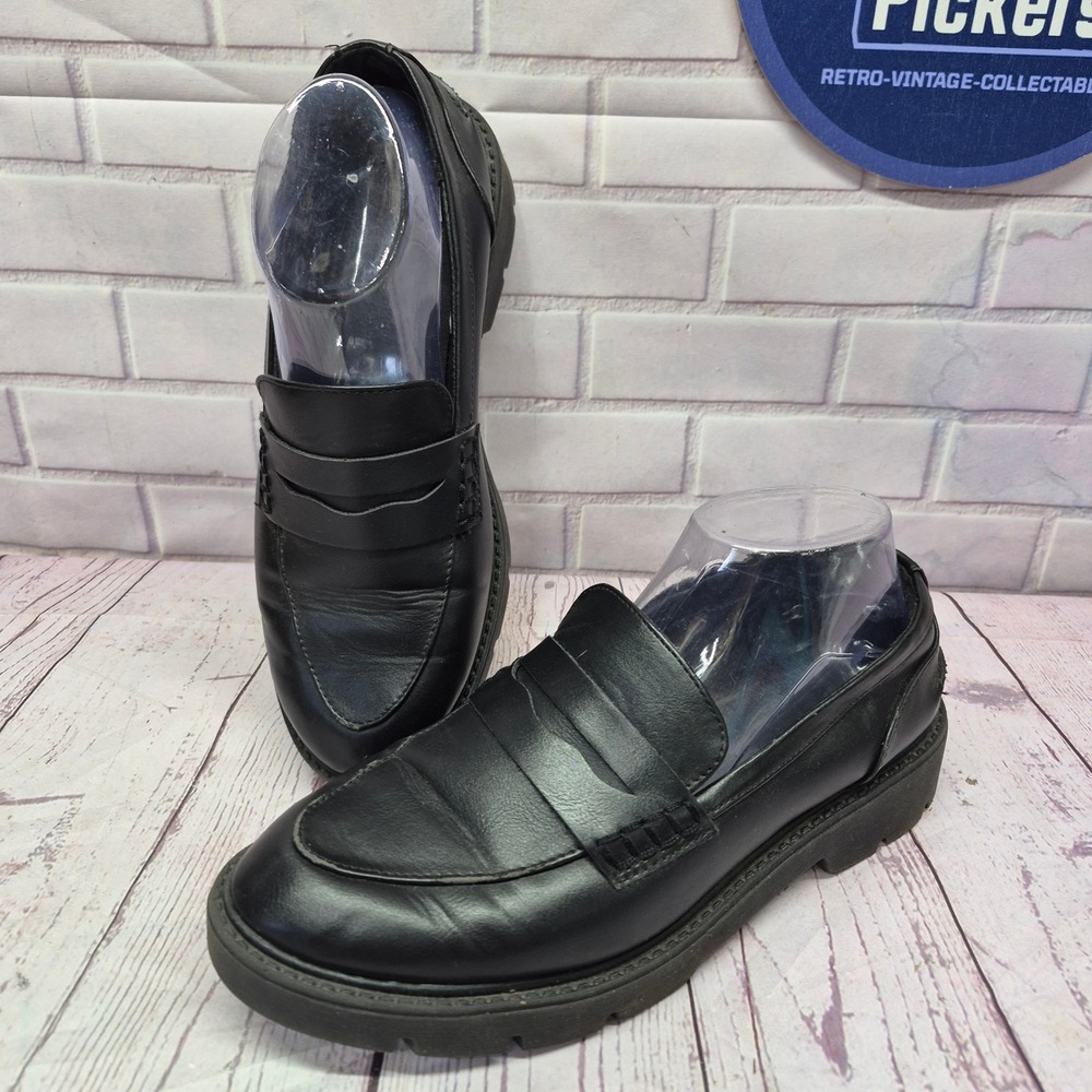 Target Black Chunky Lug Sole Penny Loafers F18496574-12/21 Womens 8.5